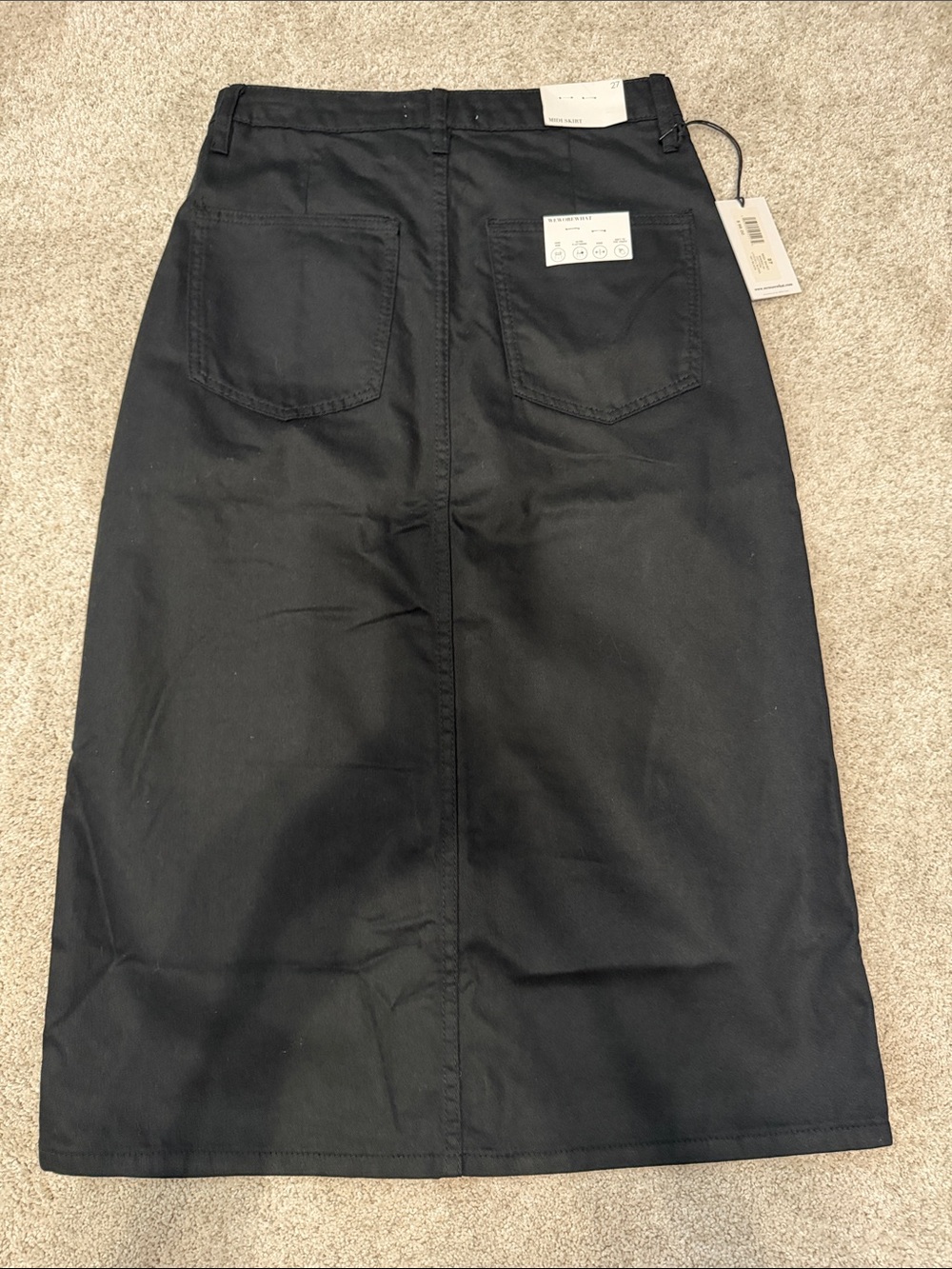 WeWoreWhat women's Black Cotton-Blend Midi Skirt with Front Slit - Picture 6 of 9